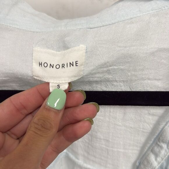 Long Sleeve Relaxed Blouse HONORINE - Like New - Light Blue Top A Size Small - Picture 2 of 3